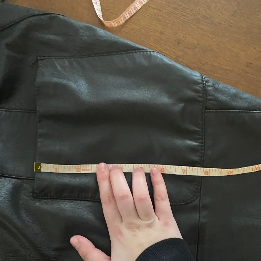 Zara Sleek Black Genuine Real Leather Jacket: Black and Brown - Picture 15 of 16